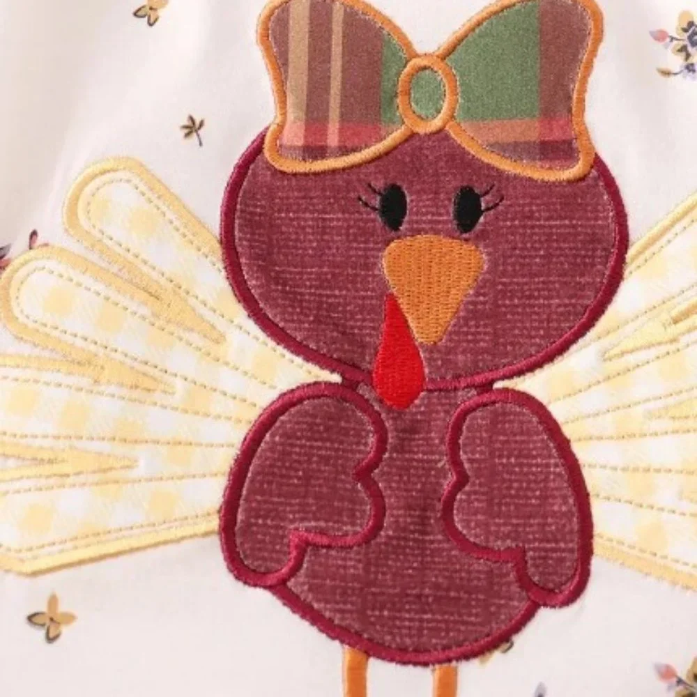 Boutique Thanksgiving Turkey Girls Tunic & Leggings Outfit Set - Picture 4 of 7